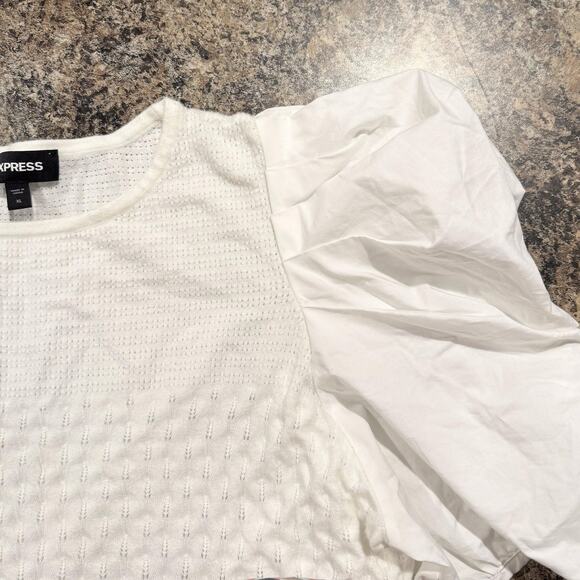 Express Top Puff Sleeve Romantic Cottage Y2K Minimalist Fairy Boho White Size XL - Picture 5 of 6